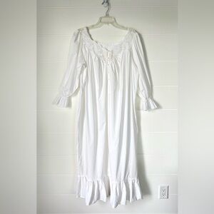 Vintage Victoria's Secret Cotton & Lace Cottagecore Long Sleeve Sleep Gown Small